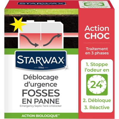 STARWAX D&eacute;blocage d'urgence pour fosses septiques 3x200g 