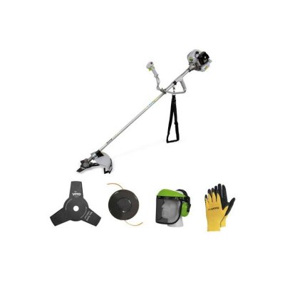 VITO D&eacute;broussailleuse thermique 43Cm3 + Casque de s&eacute;curit&eacute; anti-bruit + Gants de protection  