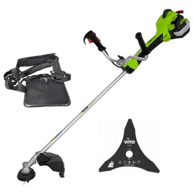 VITO Debroussailleuse thermique 47Cm3 Moteur 2T 2.7CV + Bobine avec fil + lame 3 dents + Harnais 