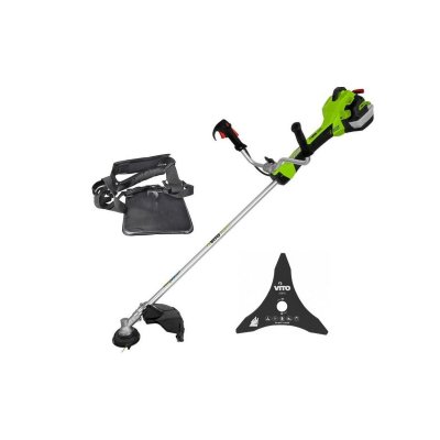 VITO Debroussailleuse thermique 47Cm3 Moteur 2T 2.7CV + Bobine  avec fil + lame 3 dents + Harnais 
