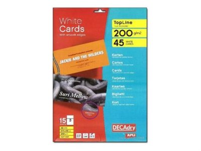 DECADRY  OCC3347 Paquet de 45 cartes de correspondance 210x99 mm 200g/m&sup2; Blanc