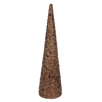 J-LINE D&eacute;co C&ocirc;ne de No&euml;l ""Sequins"" 120cm Marron