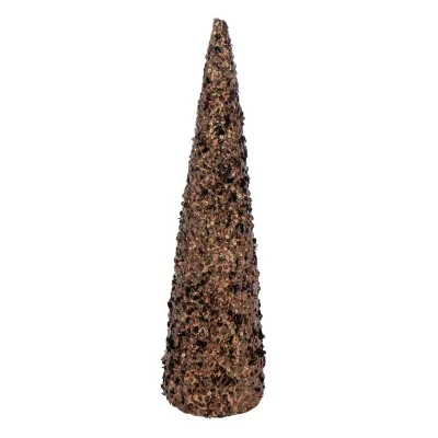 J-LINE D&eacute;co C&ocirc;ne de No&euml;l ""Sequins"" 56cm Marron