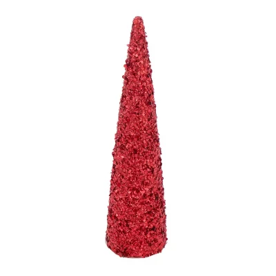 GENERIQUE D&eacute;co C&ocirc;ne de No&euml;l ""Sequins"" 56cm Rouge