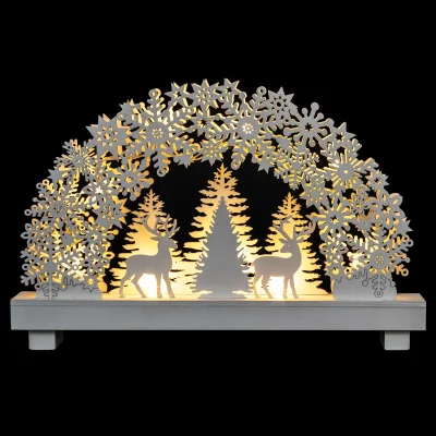 FEERIC LIGHTS & CHRISTMAS D&eacute;co de No&euml;l Lumineuse Village en bois 8 Led Blanc Chaud