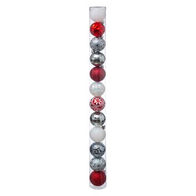 FEERIC LIGHTS & CHRISTMAS D&eacute;co de sapin Lot de 12 Boules de No&euml;l D 6 cm - Rouge et Argent