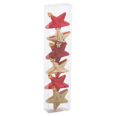 D&eacute;co de sapin Lot de 6 &Eacute;toiles D 6 cm Rouge