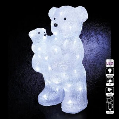 FEERIC LIGHTS & CHRISTMAS D&eacute;co lumineuse Maman et B&eacute;b&eacute; Ours 56 LED Blanc froid H 44 cm