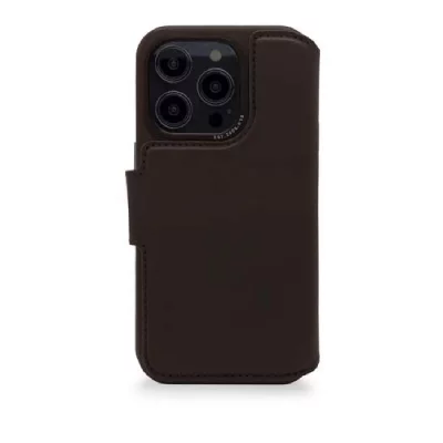 DECODED  Portefeuille d&eacute;tachable 2 en 1 en cuir iPhone 14 Pro - Brun