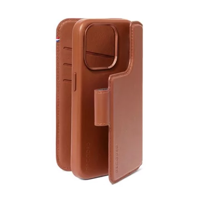 DECODED  Portefeuille d&eacute;tachable 2 en 1 en cuir iPhone 15 Plus - Brun