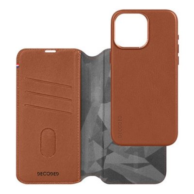  Decoded Portefeuille d&eacute;tachable 2 en 1 en cuir iPhone 15 Pro - Brun