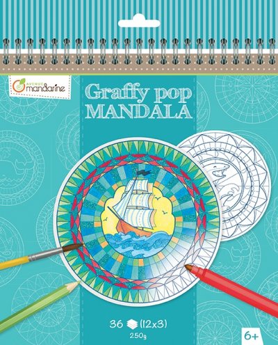 CLAIREFONTAINE Decopatch - Avenue mandarine - Carnet de coloriage - Graffy Pop Mandala Gar&ccedil;on