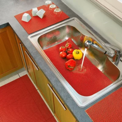 PARIS PRIX Decor Line 1740167 Tubulo Tapis Multi-Usages PVC Rouge 32 x 43 cm