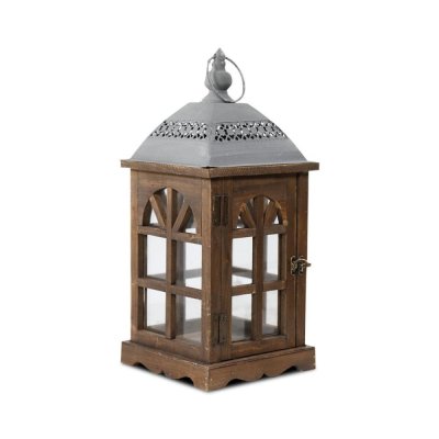 Decoration D &rsquo; Autrefois - Lanterne Bois Marron 20x20x46cm - Marron