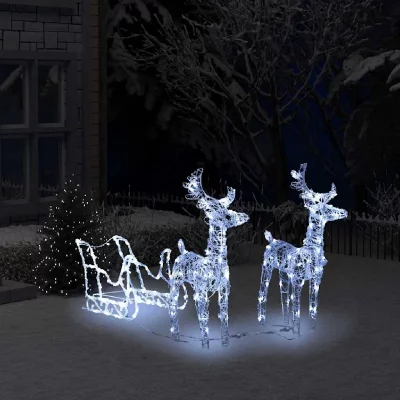 VIDAXL D&eacute;coration de no&euml;l rennes et tra&icirc;neau 160 led 130 cm acrylique