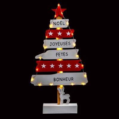 FEERIC LIGHTS & CHRISTMAS D&eacute;coration Int&eacute;rieur de No&euml;l Sapin en Bois Lumineux &agrave; LED H 50 cm