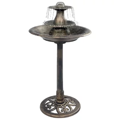 DECOSHOP26 D&eacute;coration Jardin Baignoire Mangeoire Pour Oiseaux Avec Fontaine Bronze 50x91 Cm Plastique Dec020806