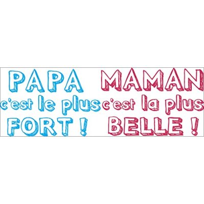 PLAGE D&eacute;coration murale adh&eacute;sive 24*68 Papa Maman, Polyvinyle, Multicolore, 24 x 0.1 x 68 cm