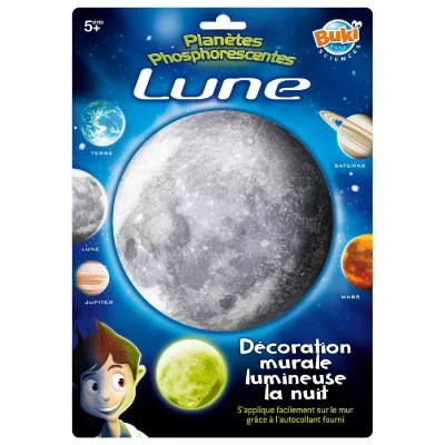 BUKI D&eacute;coration murale lumineuse - Plan&egrave;tes phosphorescentes : Lune