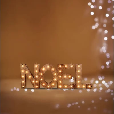 D&eacute;coration No&euml;l en Bois lumineux 41 LED Blanc chaud 44 x 15 cm