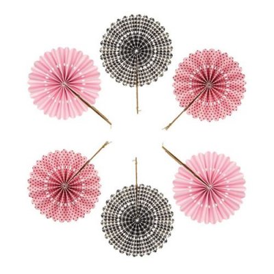 ARTEMIO D&eacute;corez votre int&eacute;rieur, avec ces 6 &eacute;ventails en papier de couleurs noir et rose