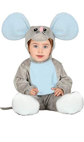 FIESTAS GUIRCA D&eacute;guisement combinaison avec capuche souris grise b&eacute;b&eacute;