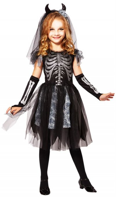 W WIDMANN MILANO PARTY FASHION D&eacute;guisement mari&eacute;e d&eacute;mon squelette enfant