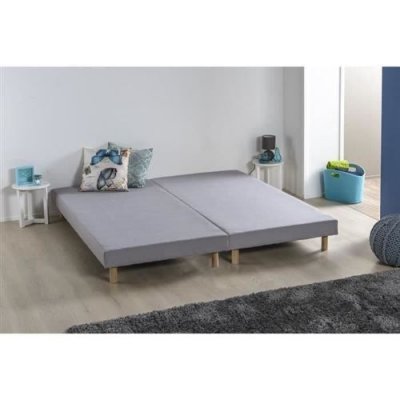 DEKO DREAM  Rakenne - Sommiers tapissiers &agrave; lattes 2x90x200 - Bois massif gris + pieds