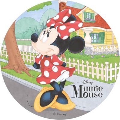 DEKORA  - Decoration Gateau Anniversaire Feuille Azyme de Minnie Mouse - 20 cm Diametre