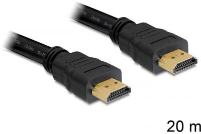 DELOCK  20m, HDMI - HDMI c&acirc;ble HDMI HDMI Type A (Standard) Noir