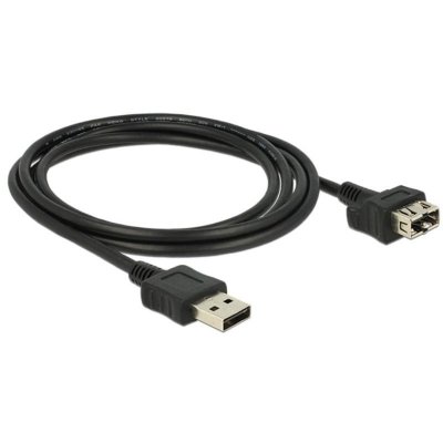 DELOCK  2m 2xUSB2.0-A c&acirc;ble USB USB 2.0 USB A Noir, C&acirc;ble d''extension