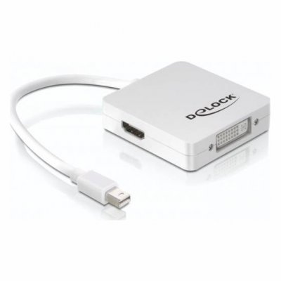 DELOCK  61768 Adaptateur Mini-Displayport vers HDMI/DVI/DP 0,24 m Blanc