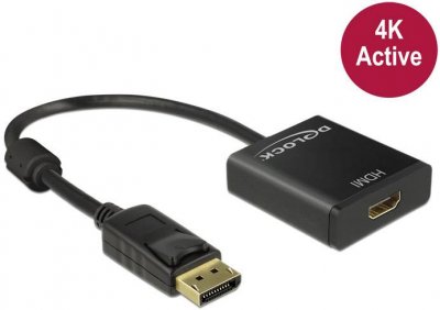 DELOCK  62607 Adaptateur DisplayPort 1.2 vers HDMI 0,20 cm Noir