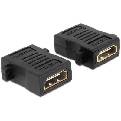 DELOCK  65509 HDMI Adaptateur [1x HDMI femelle - 1x HDMI femelle] noir vissable, contacts dor&eacute;s 0 mm