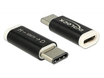DELOCK  65678 changeur de genre de c&acirc;ble USB 2.0-C USB 2.0 Micro-B Noir, Blanc, Adaptateur