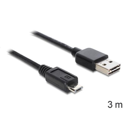 DELOCK  83368 HUB USB 2.0 A vers Micro-B 3 m Noir