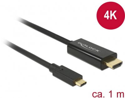DELOCK  85258 c&acirc;ble vid&eacute;o et adaptateur 1 m USB Type-C HDMI Noir