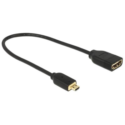 DELOCK  Adaptateur HDMI HDMI (F) pour HDMI micro (M) 20 cm triple blindage noir support 4K