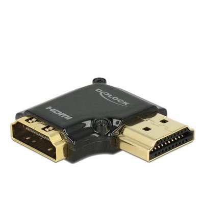 DELOCK  - Adaptateur HDMI - HDMI femelle pour HDMI m&acirc;le - noir - connecteur &agrave; angle droit, support 4K