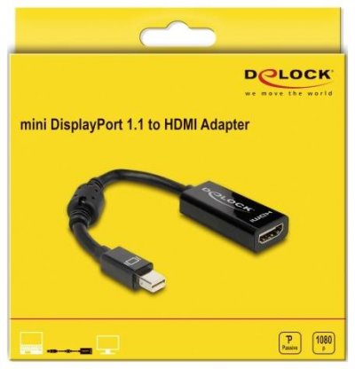 DELOCK  Adaptateur Mini DisplayPort m&acirc;le vers HDMI femelle