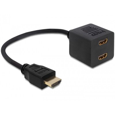 DELOCK  Adaptateur prise m&acirc;le HDMI 1,4 vers 2 prises femelles HDMI 1,4
