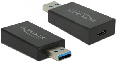 DELOCK  Adaptateur USB 3.0&nbsp;A m&acirc;le vers USB Type C Femelle Noir