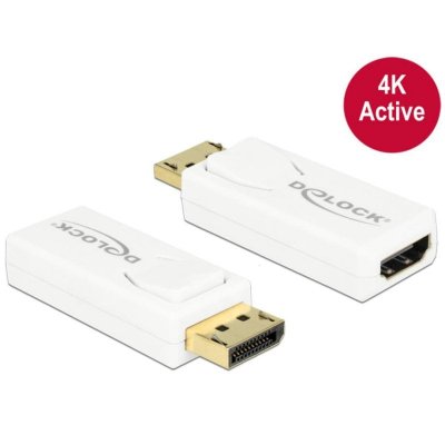DELOCK  - Adaptateur vid&eacute;o - DisplayPort m&acirc;le pour HDMI femelle - blanc - support 4K