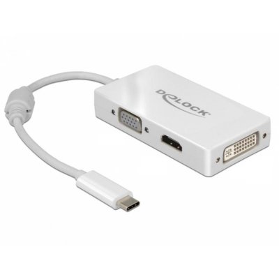 DELOCK  - Adaptateur vid&eacute;o externe - USB-C - DVI, HDMI, VGA - blanc