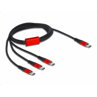 DELOCK  C&acirc;ble de chargement USB 3-en-1 USB Typ-C vers 3x USB Typ-C