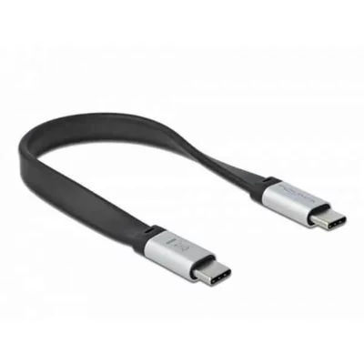 DELOCK  C&acirc;ble plat USB 3.2 Gen 2 C > USB-C, PD 3 A E-Marker, 22 cm