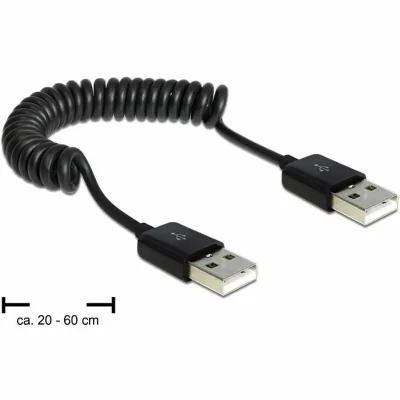DELOCK  - C&acirc;ble spiral&eacute; usb conrad 2.0-A noir 20 &agrave; 60 cm - noir