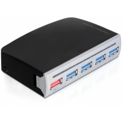 DELOCK  Hub USB 3.0 &agrave; 4 Ports, 1 Port USB d'alimentation Interne/Externe Noir
