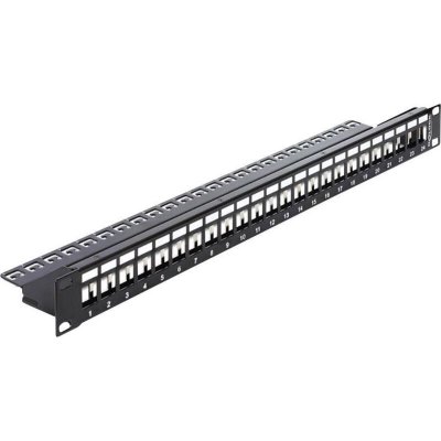 DELOCK  Keystone Patch Panel - Tableau de connexions - noir - 1U - 19"" - 24 ports 