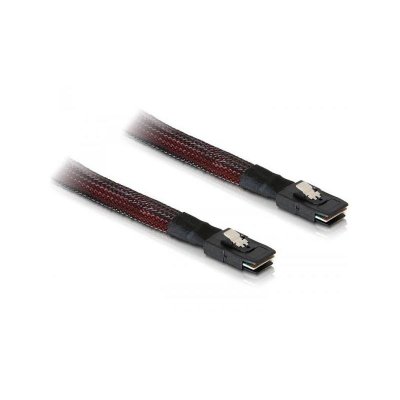 DELOCK  M/M SAS Cable 0,1 m Noir, Rouge, C&acirc;ble
